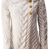 Aran Irish - Buttoned Longline Cardigan - Parsnip