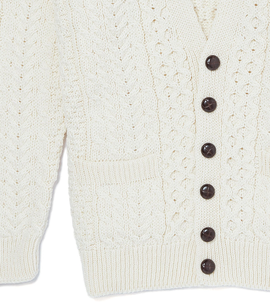 Irish - Merino V-neck Button Cardigan - White