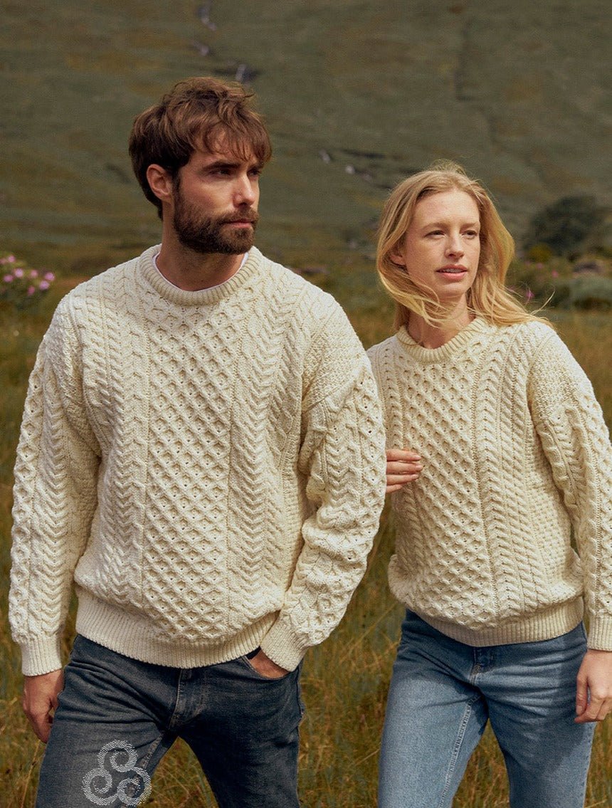 Aran - Traditional Sweater - Merino White