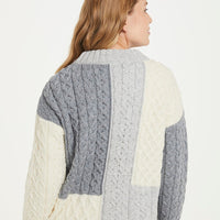 aran grey patch sweater