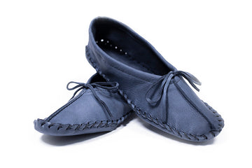 Handmade Ladies Original Leather Ballet Slipper - Denim Blue