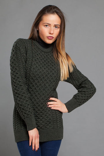 Irish - Cable Sweater - Army Green