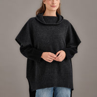 Possum - Step Hem Poncho - Charcoal