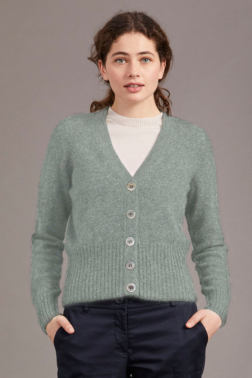 Possum - Ribbed Cardigan - Mint