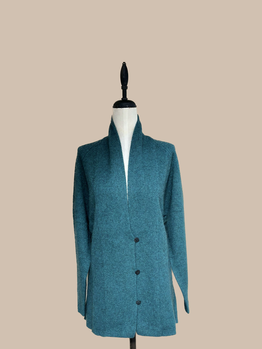 Zonia Long Yak Sweater Coat - Dark Aqua