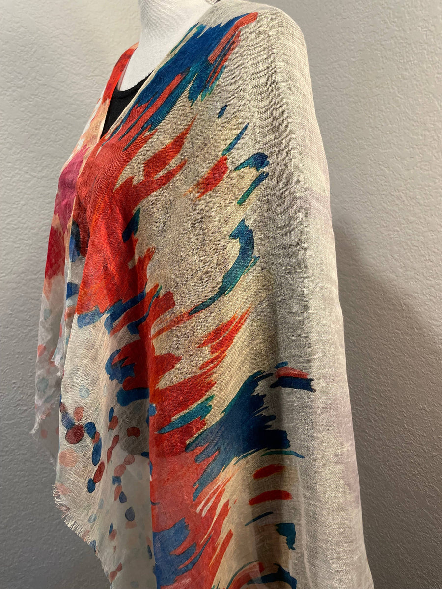 In Style - Linen Poncho - Abstract Watercolor