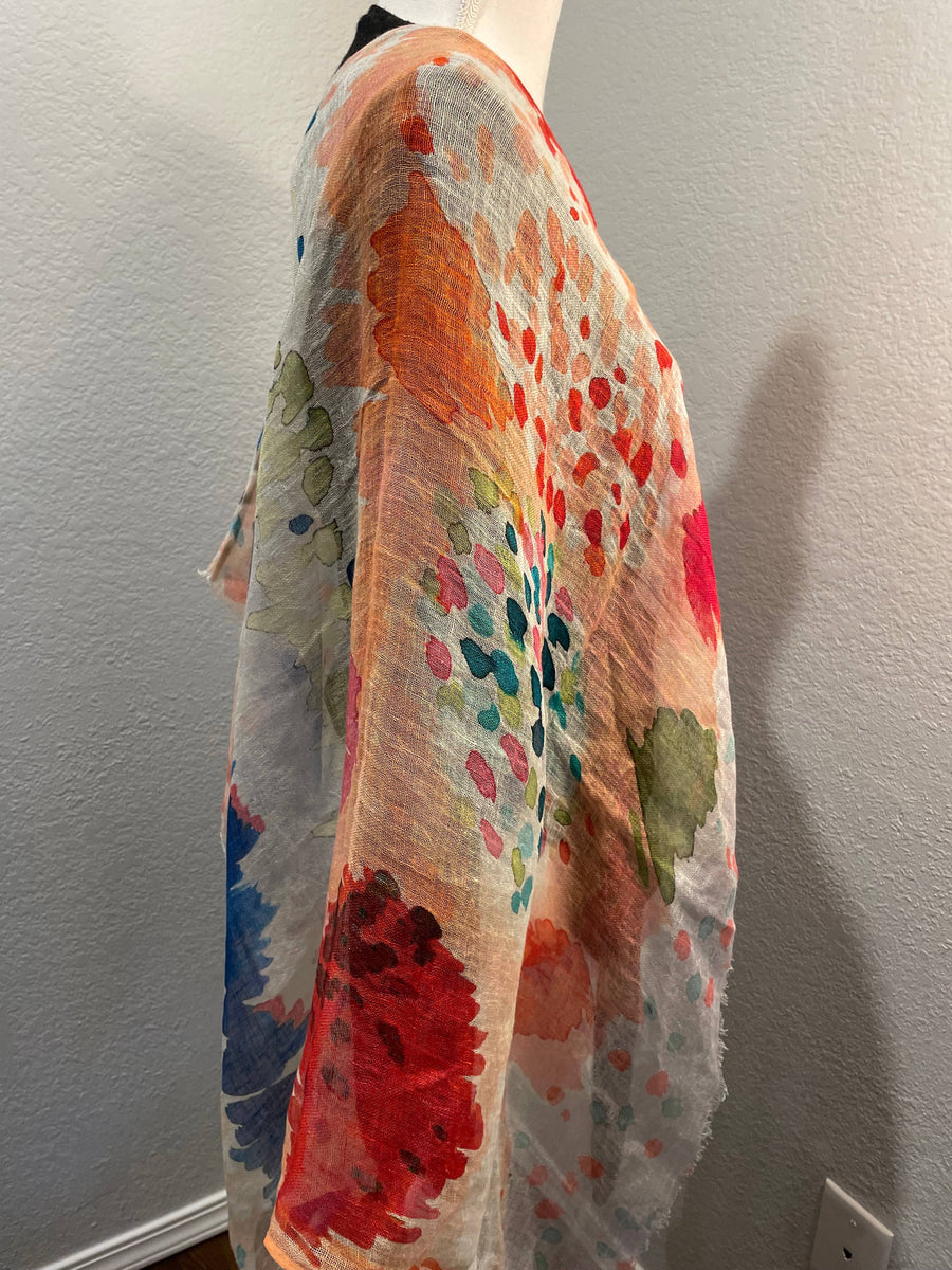 In Style - Linen Poncho - Abstract Watercolor