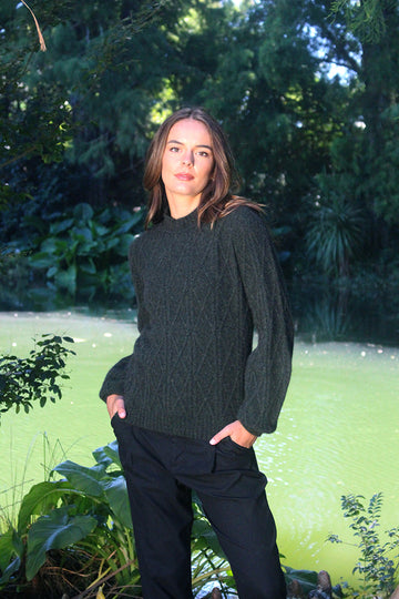 Possum - Cable Sweater - Moss