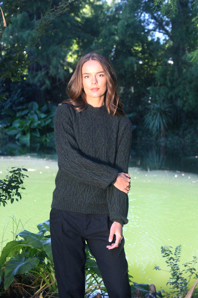 Possum - Cable Sweater - Moss