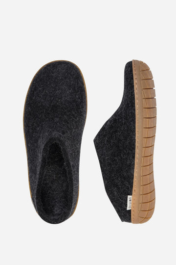 Glerups Unisex Slippers - Rubber Soles - Charcoal