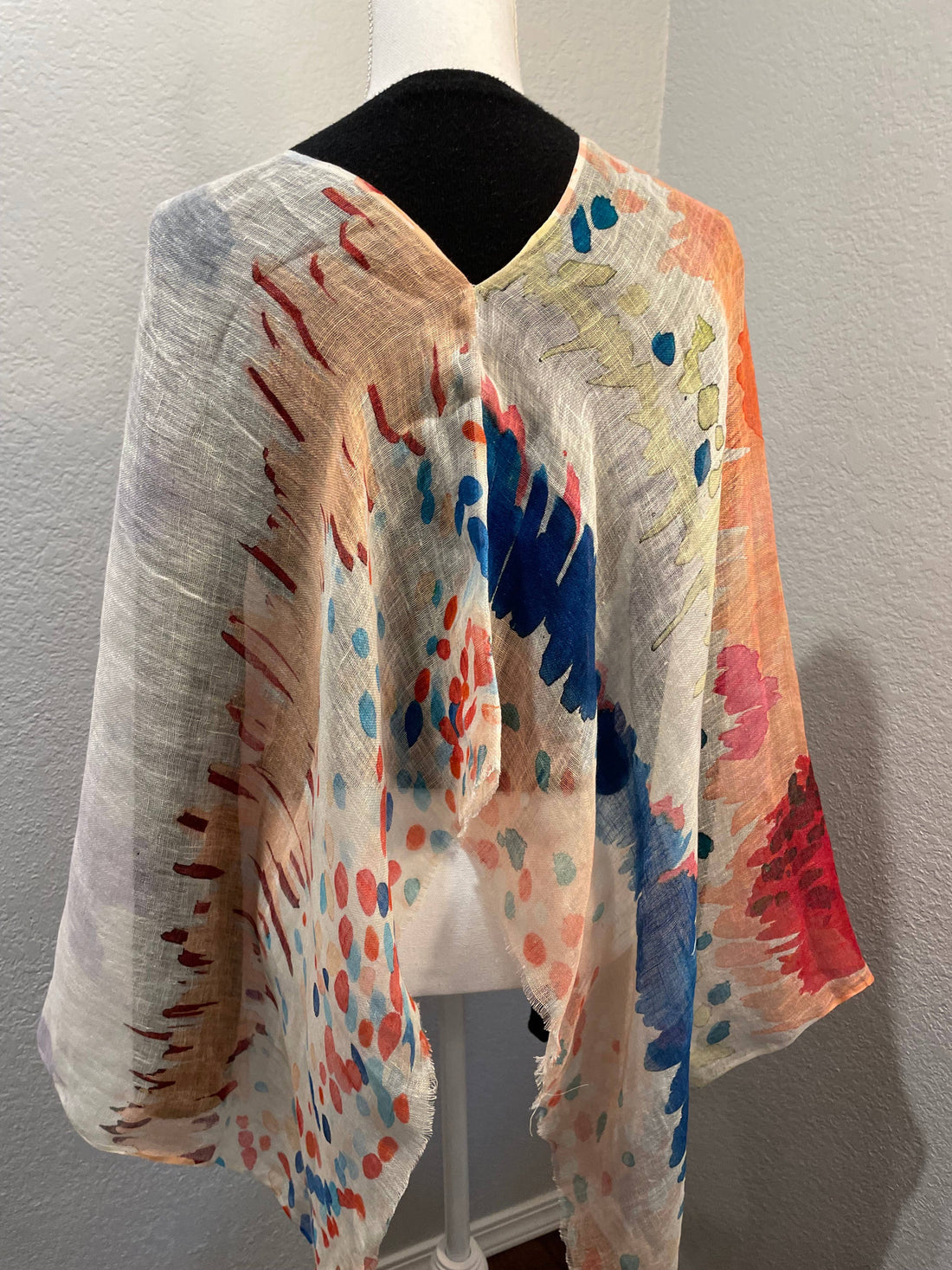 In Style - Linen Poncho - Abstract Watercolor