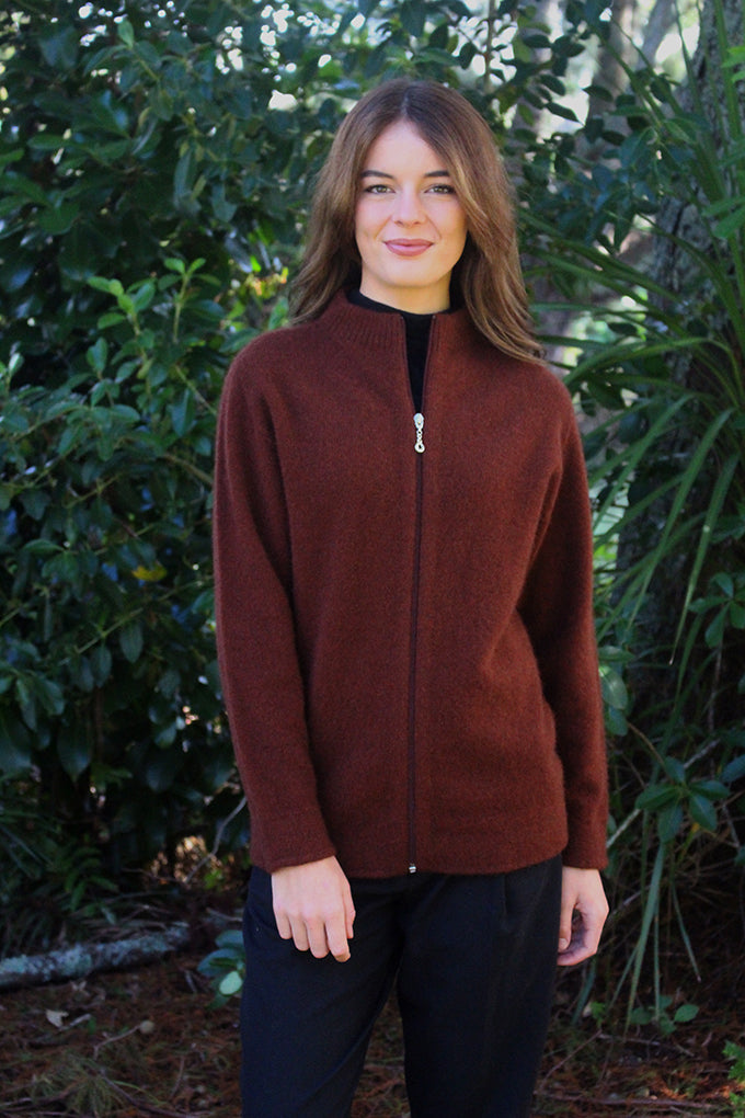 Possum - Zip Cardigan -  Russet