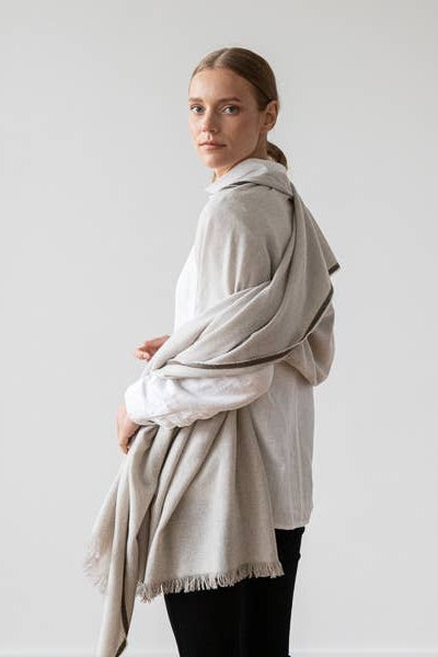 Merino Wool Shawl - Beige