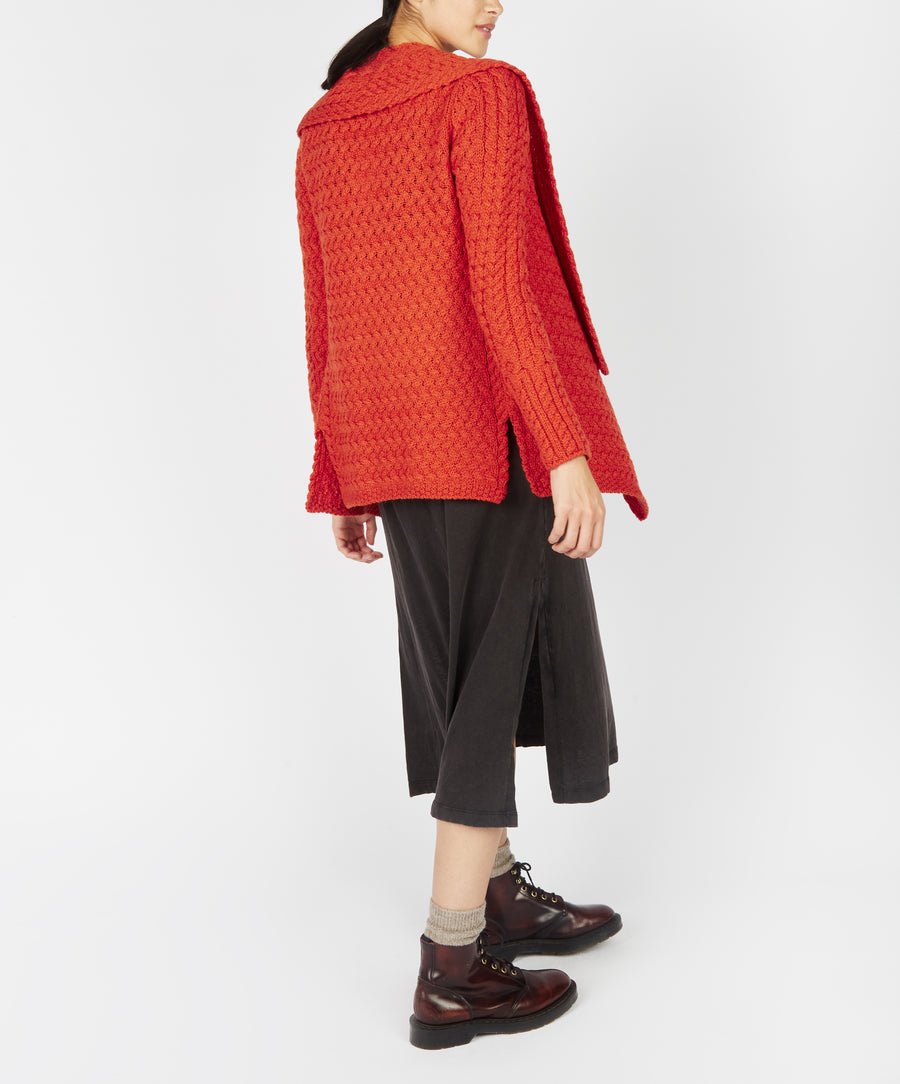 Irish -  Glenross Waterfall Cardigan - Orange Marl