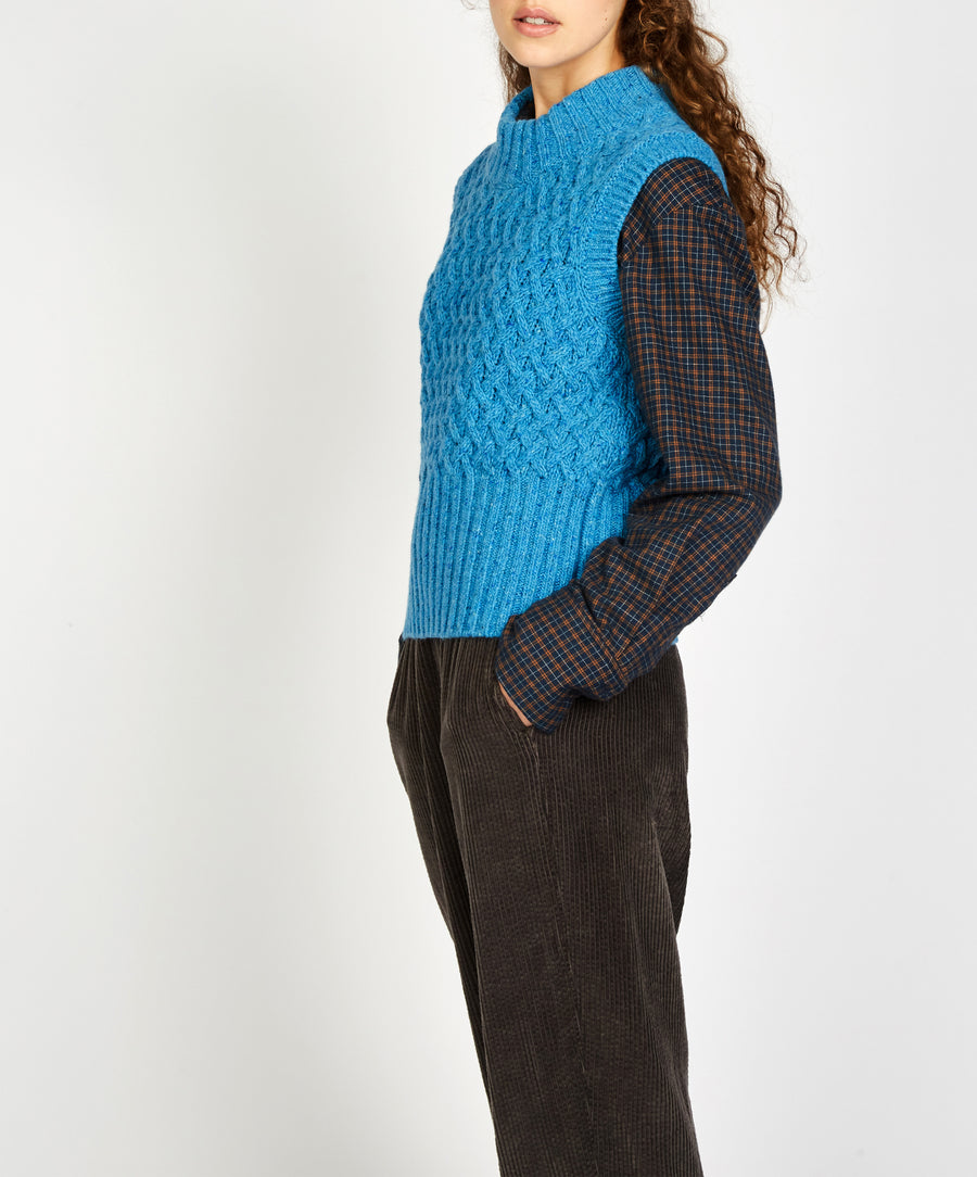 Irish - Farmleigh Diamond Vest - Forget-Me-Not Blue