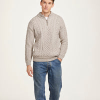 Aran - Half Zip Sweater - Oat