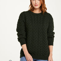 Aran - Unisex Crew Neck Sweater - Seaweed Green