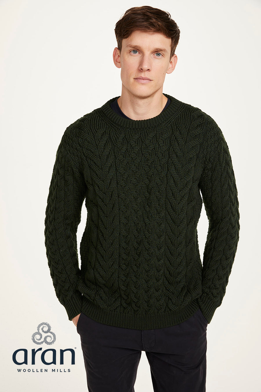 Aran - Unisex Crew Neck Sweater - Seaweed Green