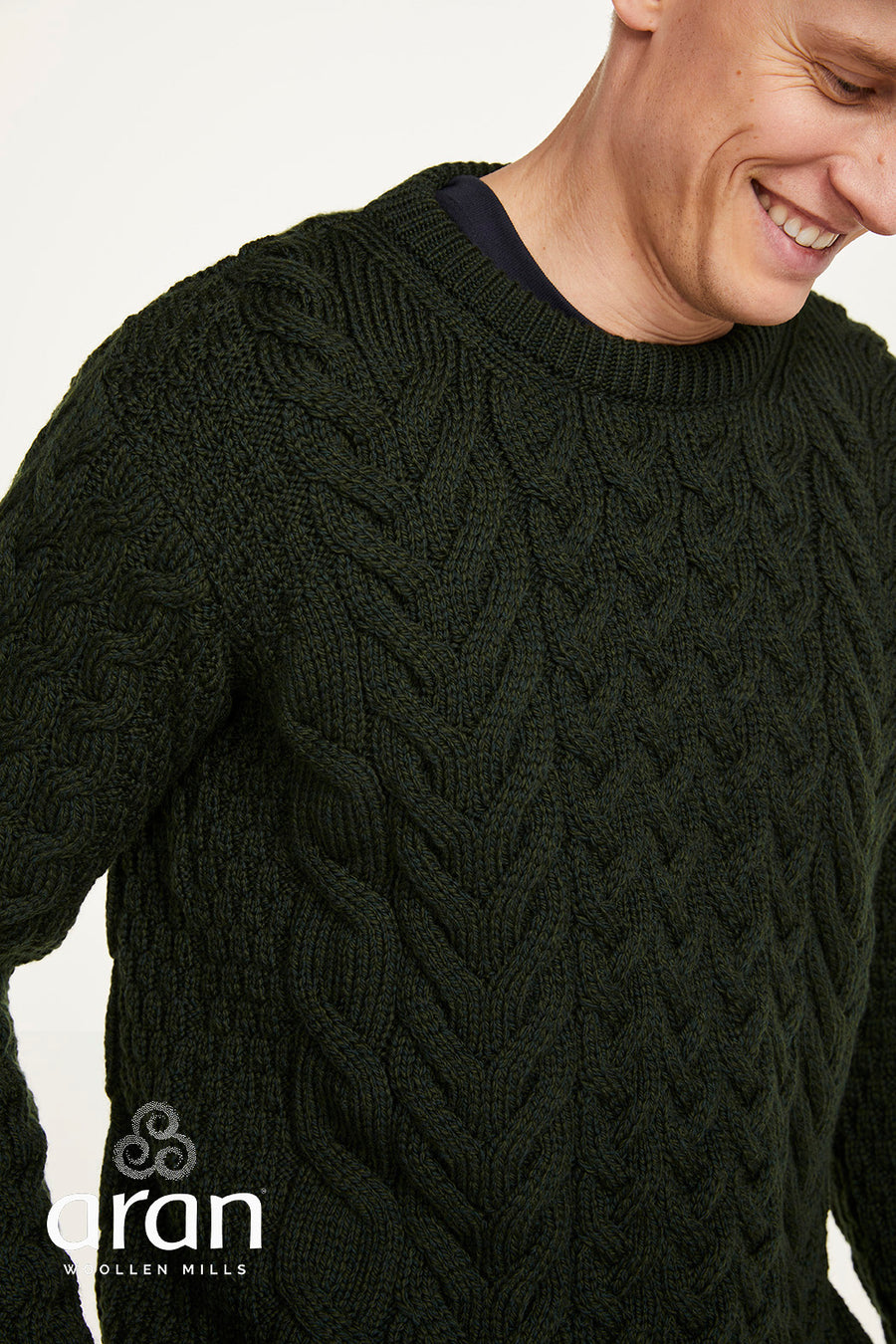 Aran - Unisex Crew Neck Sweater - Seaweed Green