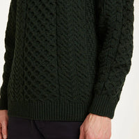 Aran - Ballycroy Mens Aran Half Zip Sweater - Forest Green