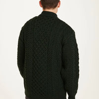 Aran - Ballycroy Mens Aran Half Zip Sweater - Forest Green