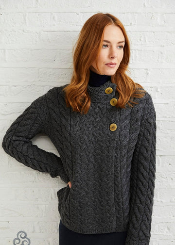 Irish aran cable Asymmetrical sweater