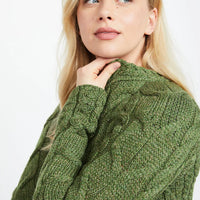 Aran - Listowel Ladies Aran Cabled Sweater - Meadow Green