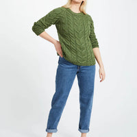 Aran - Listowel Ladies Aran Cabled Sweater - Meadow Green