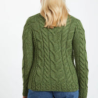 Aran - Listowel Ladies Aran Cabled Sweater - Meadow Green