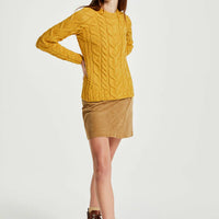 Aran - Listowel Ladies Aran Cabled Sweater - Yellow