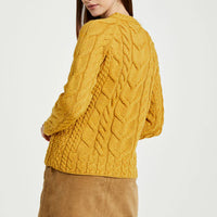 Aran - Listowel Ladies Aran Cabled Sweater - Yellow