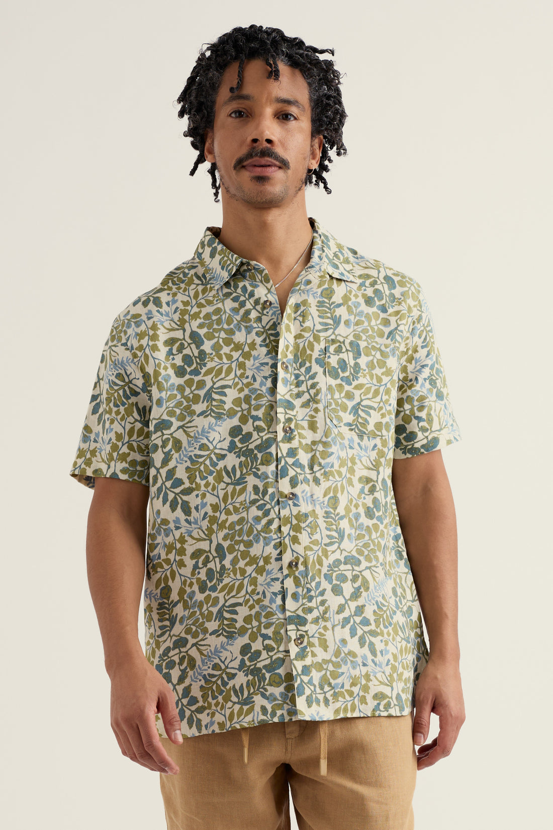 Men's Blue Heron Shirt - Ecru