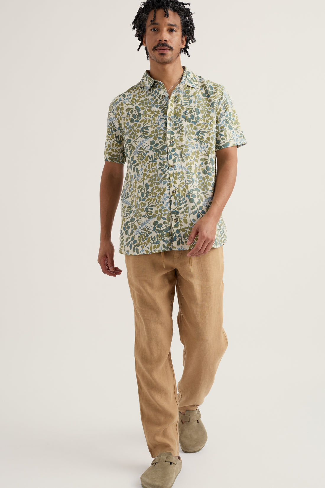 Men's Blue Heron Shirt - Ecru