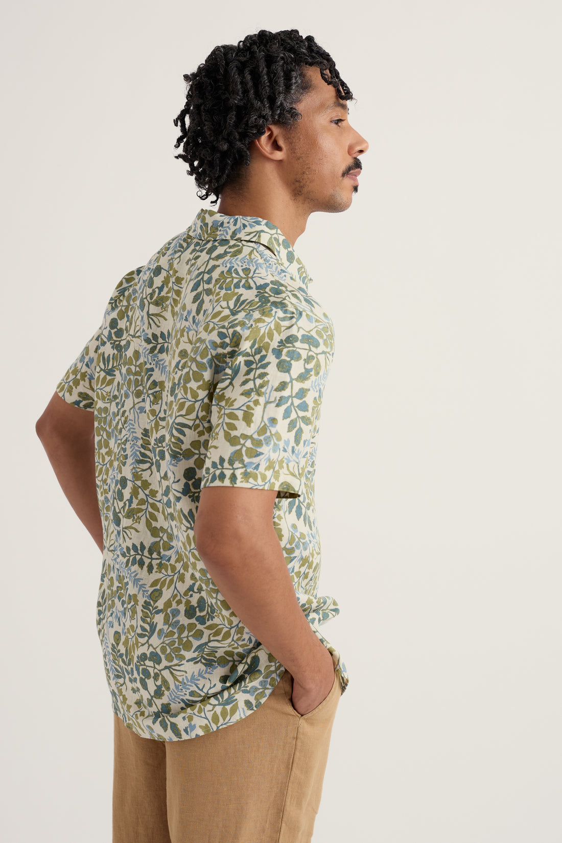 Men's Blue Heron Shirt - Ecru