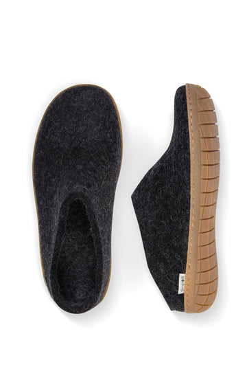 Glerups Unisex Slippers - Rubber Soles - Charcoal