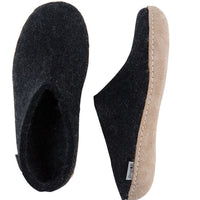 Glerups Unisex Slippers - Leather Soles - Charcoal