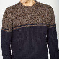 Irish - Colour Block Crew Neck - Shadow Marl/Midnight