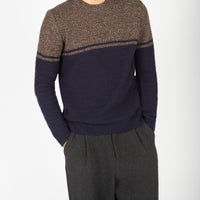 Irish - Colour Block Crew Neck - Shadow Marl/Midnight