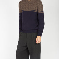 Irish - Colour Block Crew Neck - Shadow Marl/Midnight