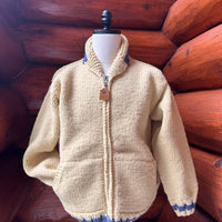 Canadian Knit Sweater - Cream - Blue Trim