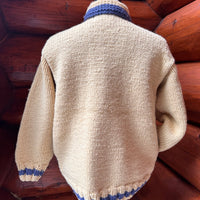 Canadian Knit Sweater - Cream - Blue Trim