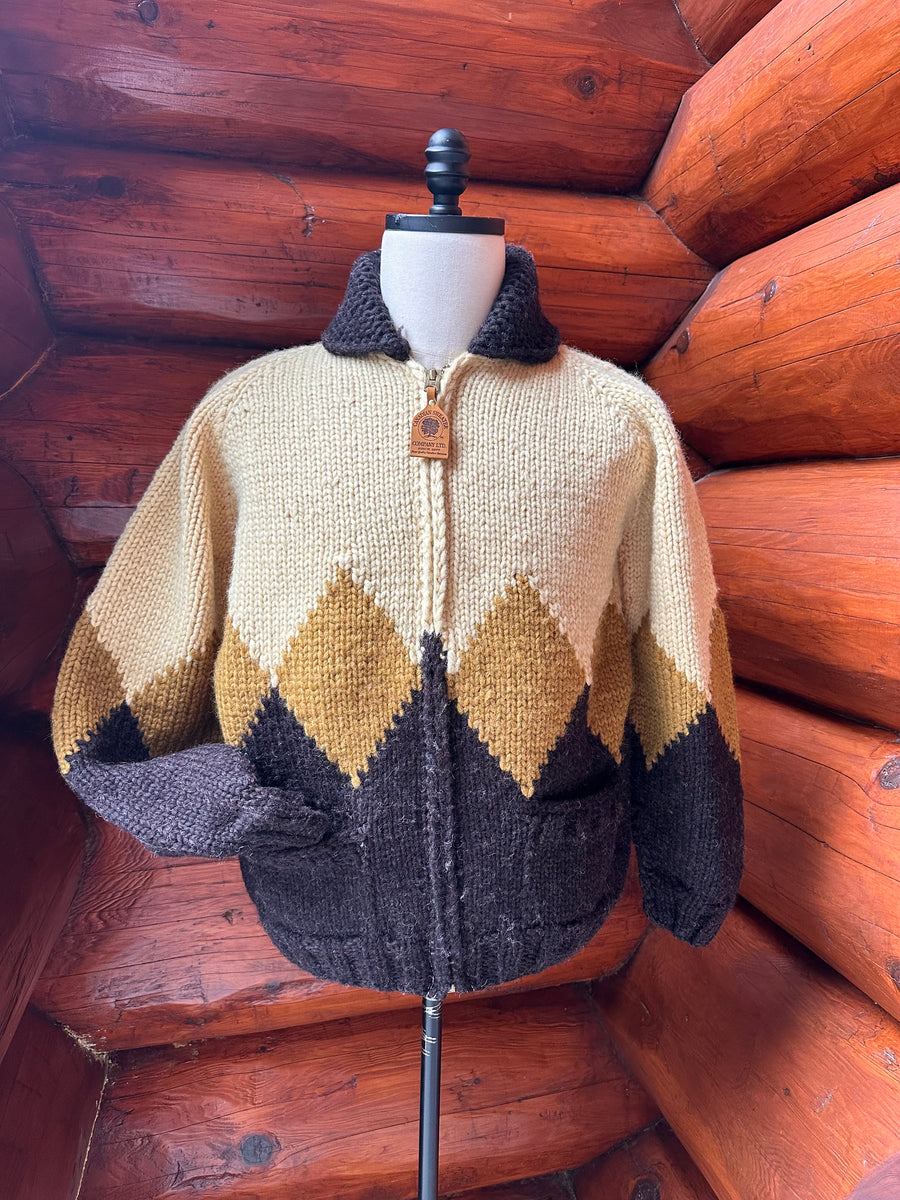 Canadian Knit Sweater - Diamond - Brown