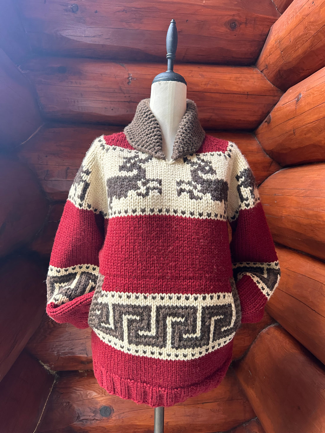 Canadian Knit Sweater - Merlot Deer