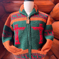 Canadian Knit Sweater - Orange/Green