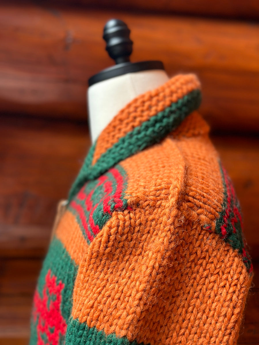 Canadian Knit Sweater - Orange/Green