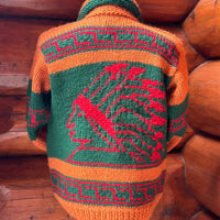 Canadian Knit Sweater - Orange/Green