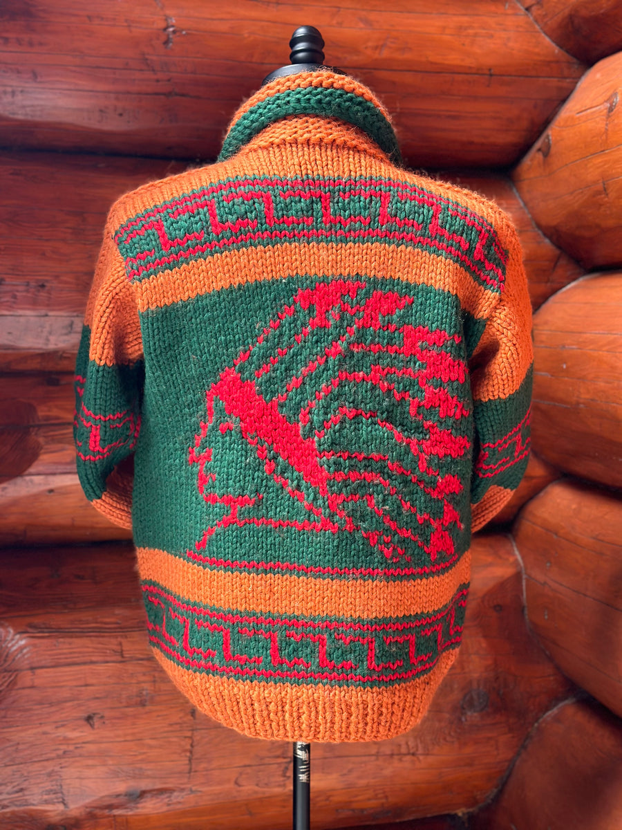 Canadian Knit Sweater - Orange/Green