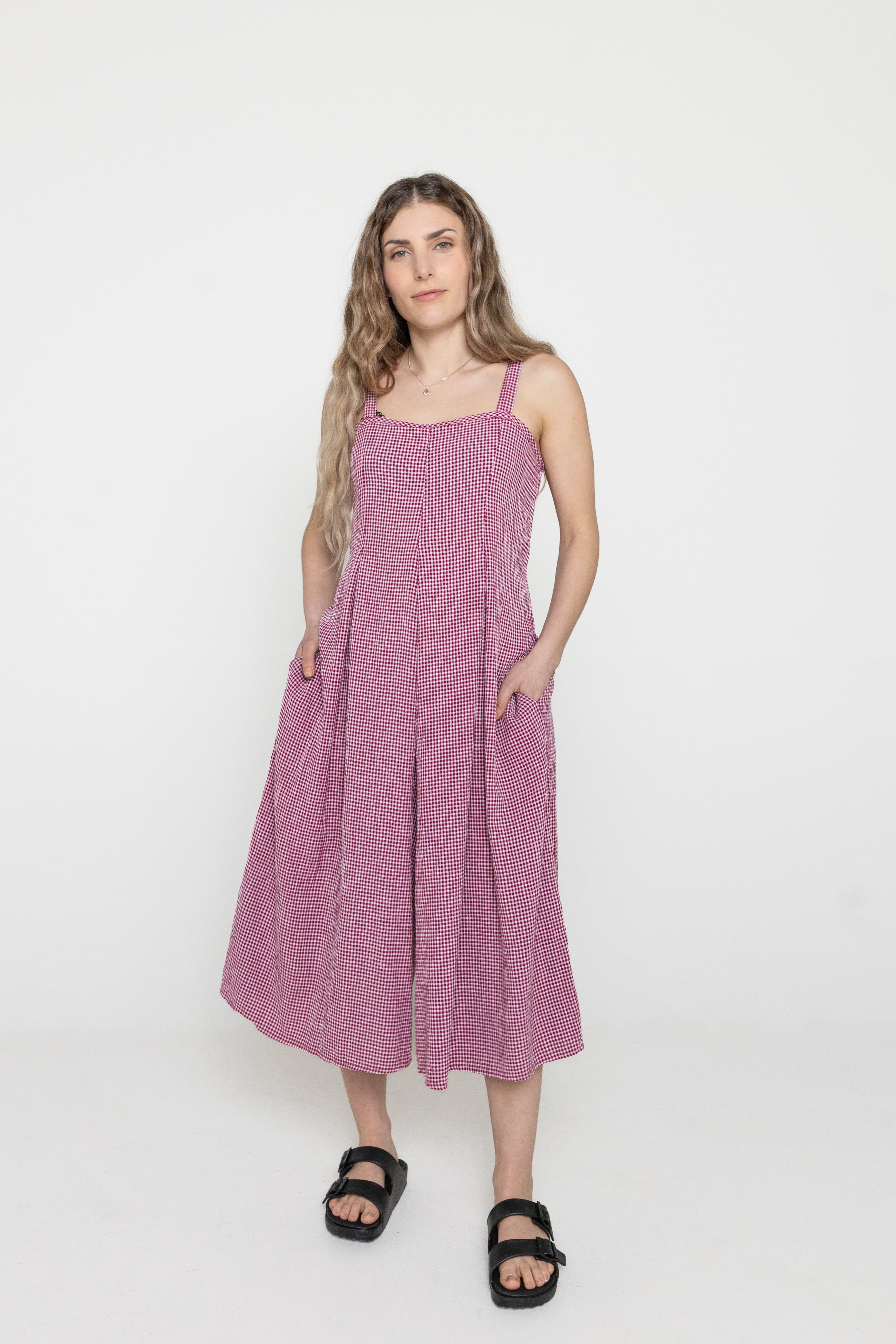 Cut Loose - Check Jumpsuit - Rhubarb