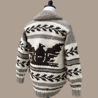 Cowichan Sweater 44" on a mannequin from behind