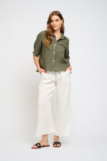 Pistache - Linen Blouse - Vine Green